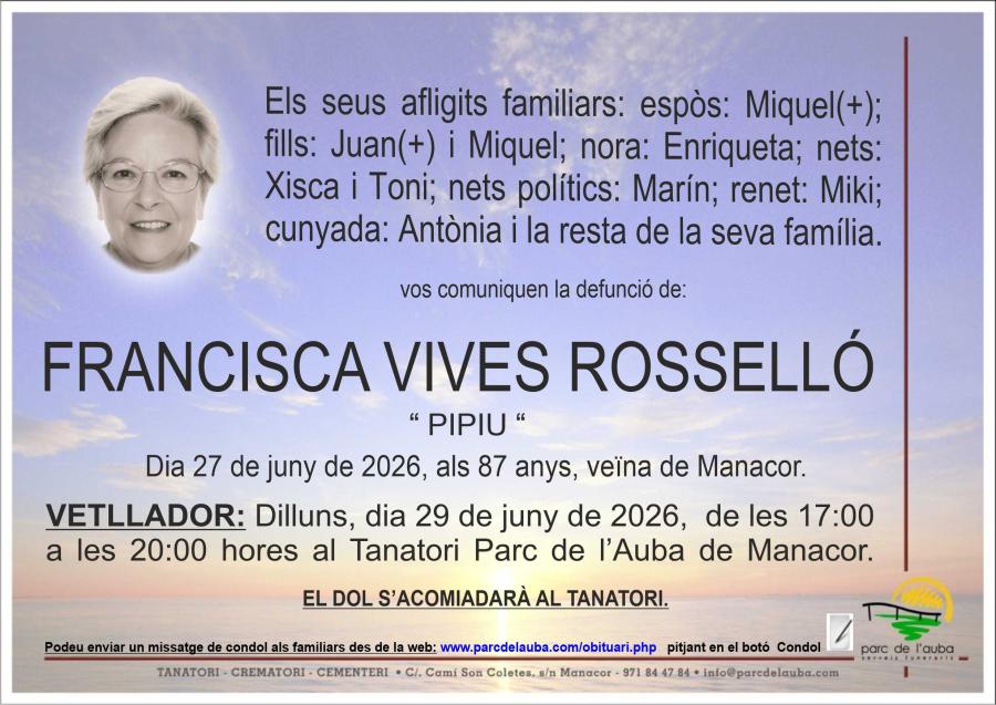 FRANCISCA VIVES ROSSELLÓ