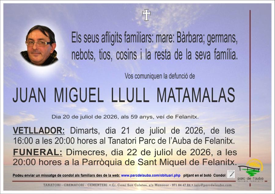 JUAN MIGUEL LLULL MATAMALAS