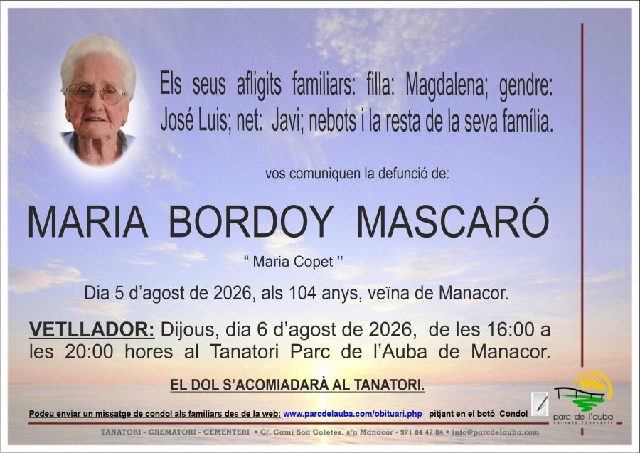MARIA BORDOY MASCARÓ