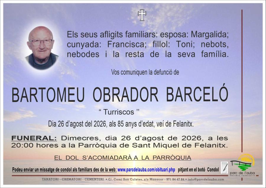BARTOMEU OBRADOR BARCELÓ
