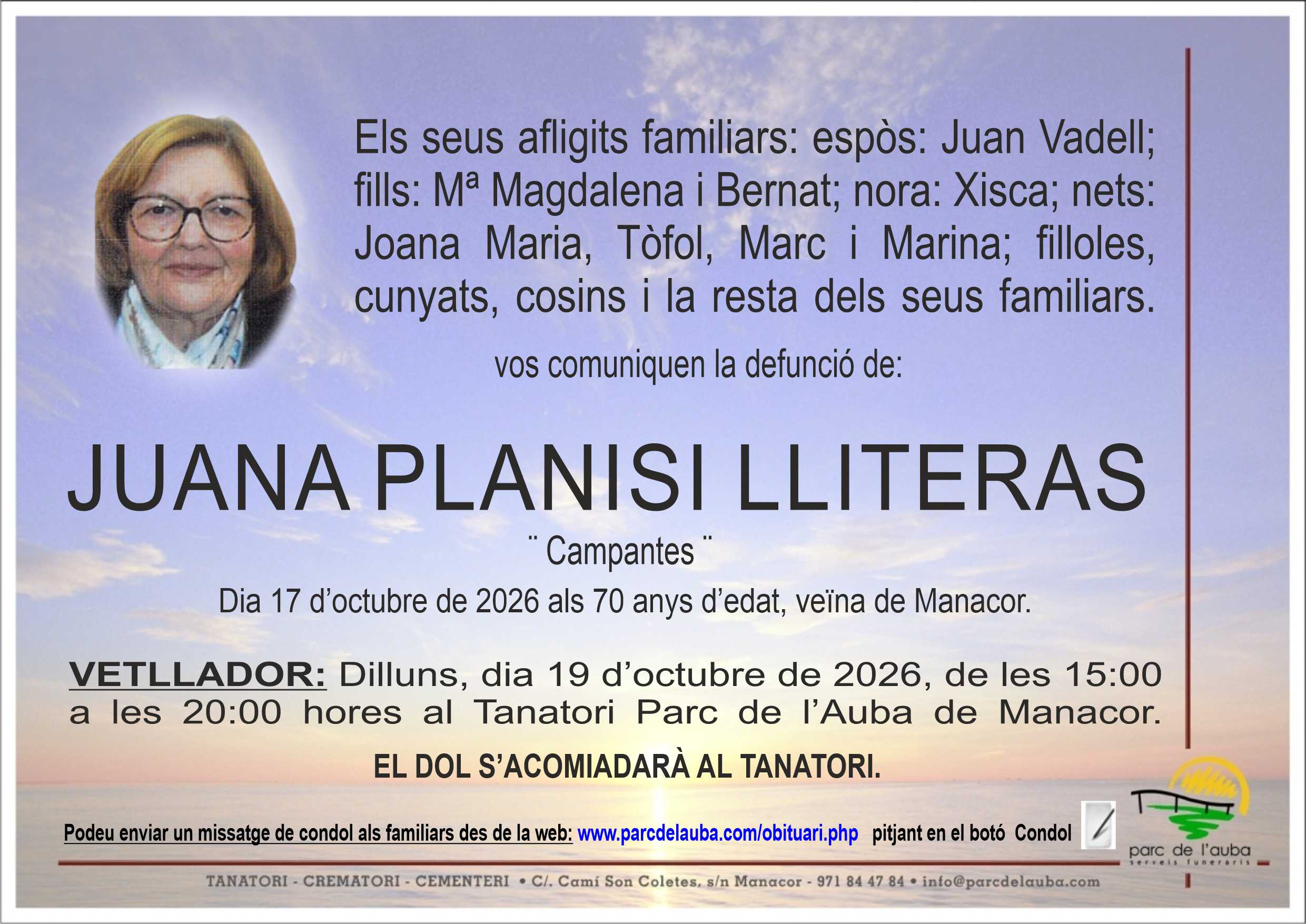 JUANA PLANISI LLITERAS